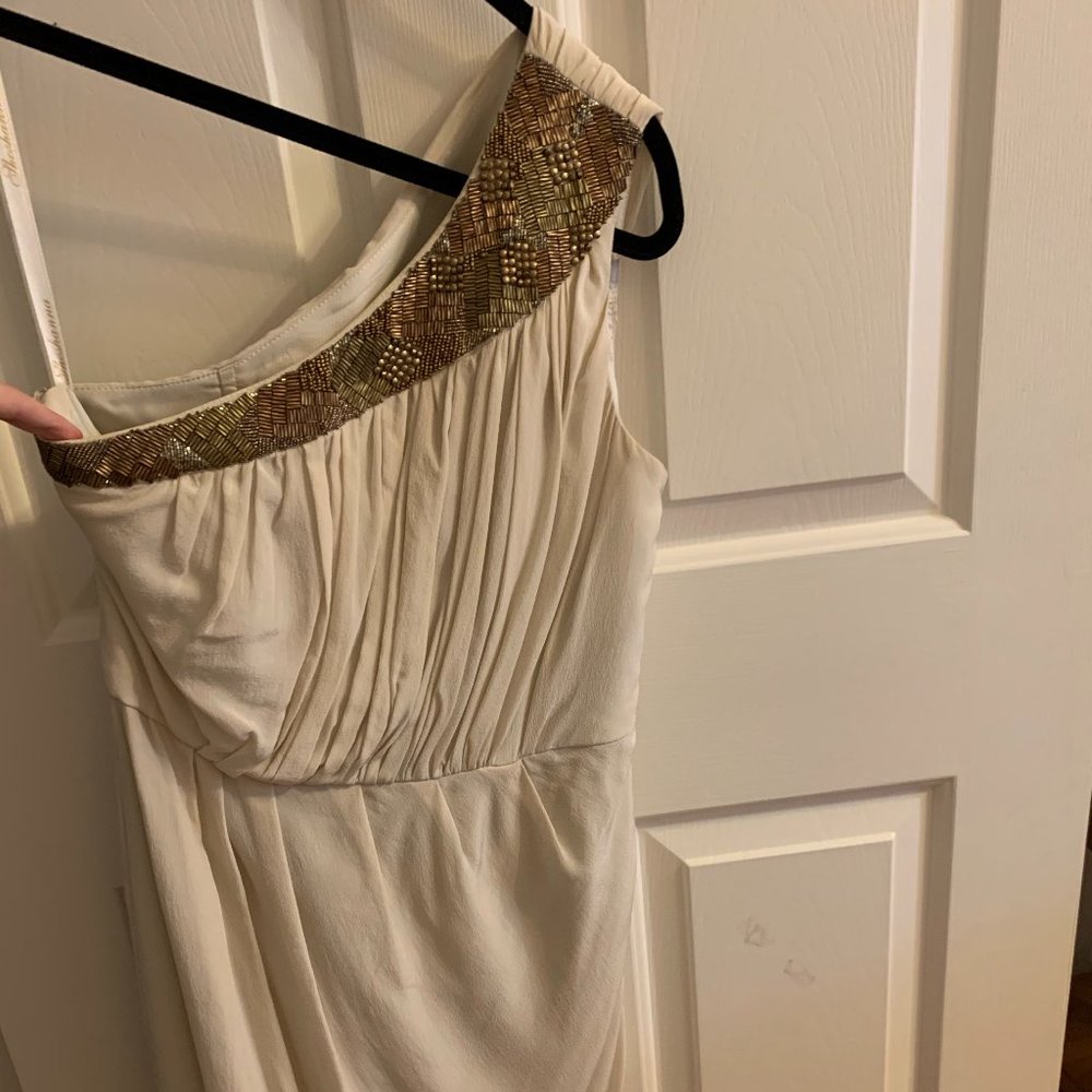Shoshanna Cream and gold cocktail dress
